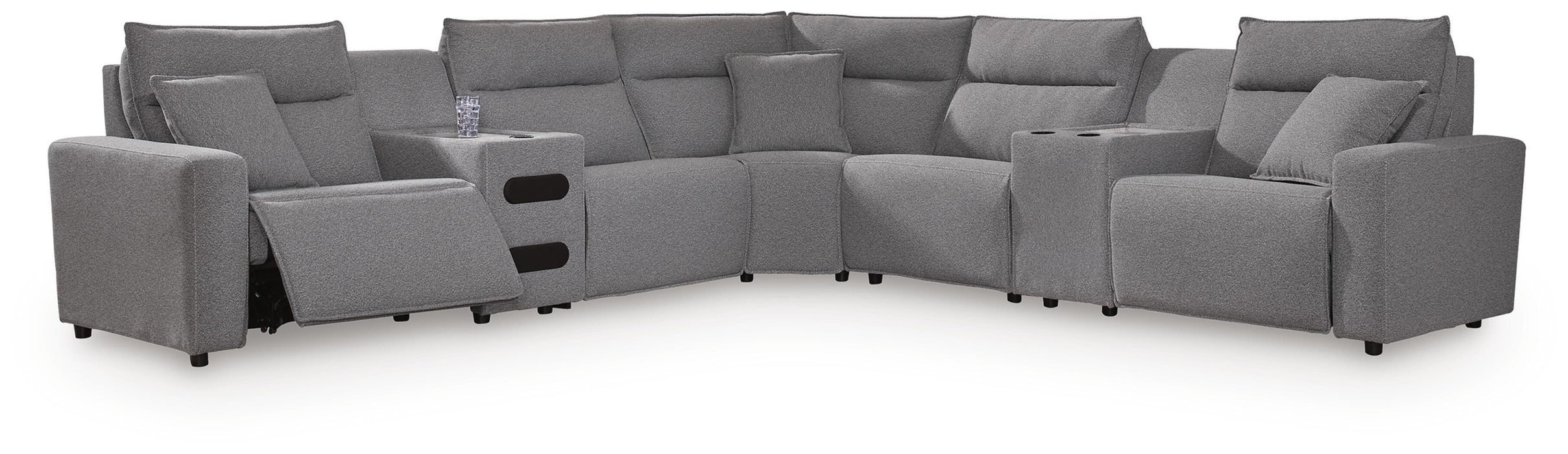 7-Piece Power Reclining Sectional with Audio Consoles