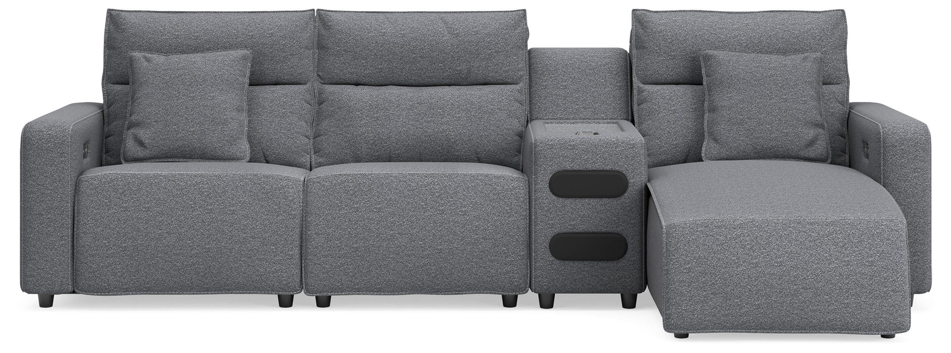 4-Piece Reclining Sectional with Chaise and Audio Console