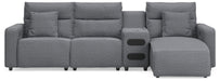 4-Piece Reclining Sectional with Chaise and Audio Console