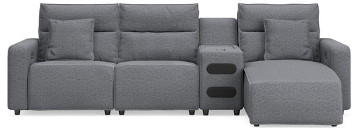 4-Piece Reclining Sectional with Chaise and Audio Console