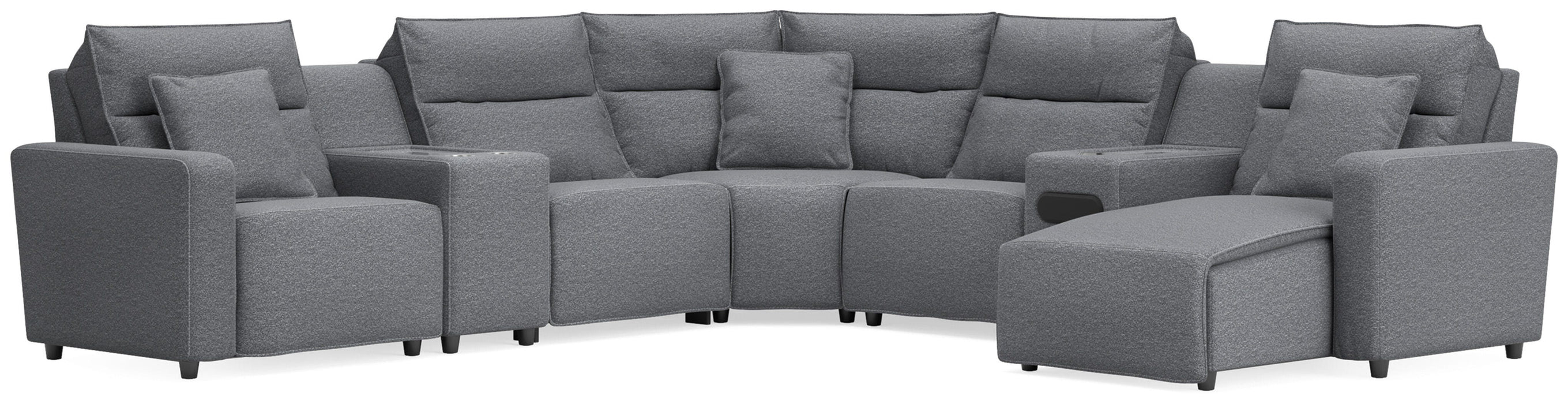 7-Piece Power Reclining Sectional with Chaise and Audio System