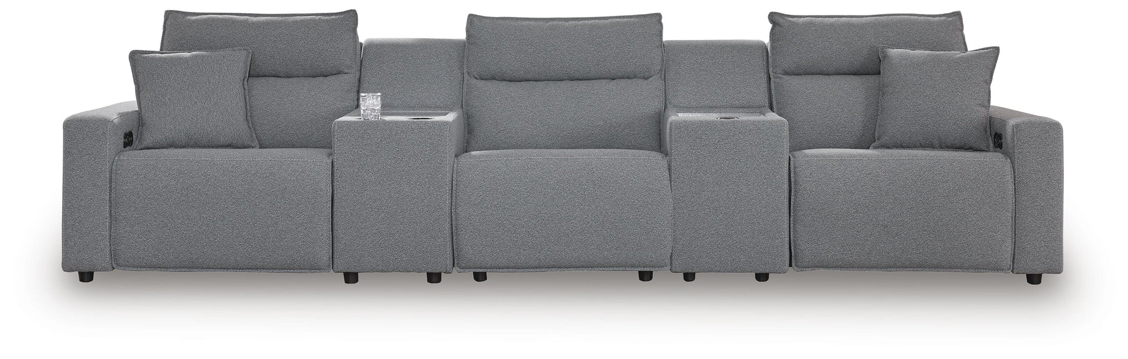 Signature Design Salt and Pepper 5-Piece Power Reclining Sectional with Consoles