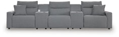 Signature Design Salt and Pepper 5-Piece Power Reclining Sectional with Consoles