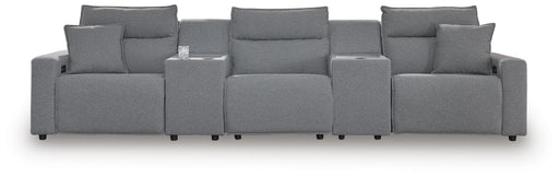Signature Design Salt and Pepper 5-Piece Power Reclining Sectional with Consoles