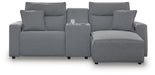3-Piece Power Reclining Sectional with Chaise and Console