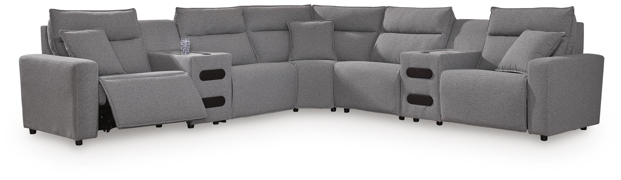 7-Piece Power Reclining Sectional with Audio Consoles