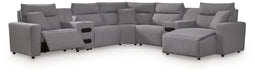 7-Piece Power Reclining Sectional with Chaise and Audio Consoles