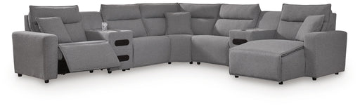 7-Piece Power Reclining Sectional with Chaise and Audio Consoles