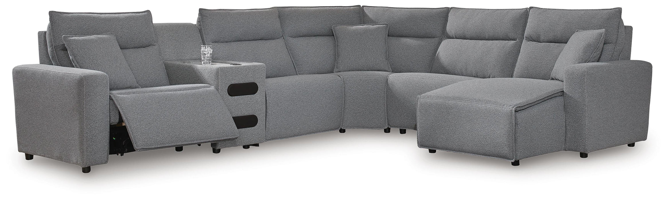 6-Piece Reclining Sectional with Chaise and Audio Console
