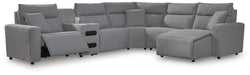 6-Piece Reclining Sectional with Chaise and Audio Console