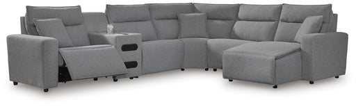 6-Piece Reclining Sectional with Chaise and Audio Console