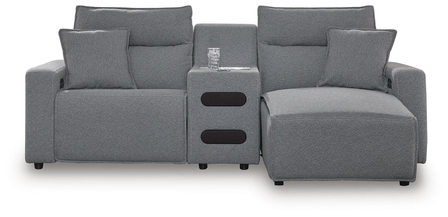 3-Piece Power Reclining Sectional with Chaise and Audio Console