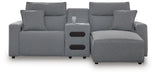 3-Piece Power Reclining Sectional with Chaise and Audio Console
