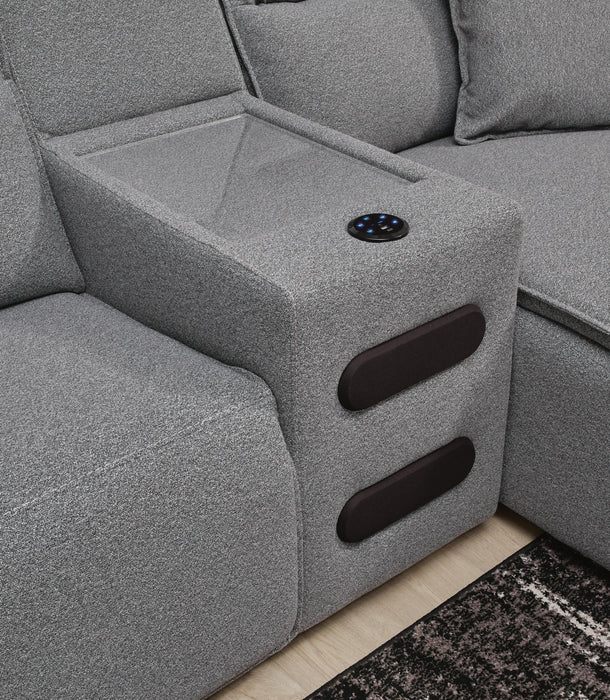 3-Piece Power Reclining Sectional with Chaise and Audio Console