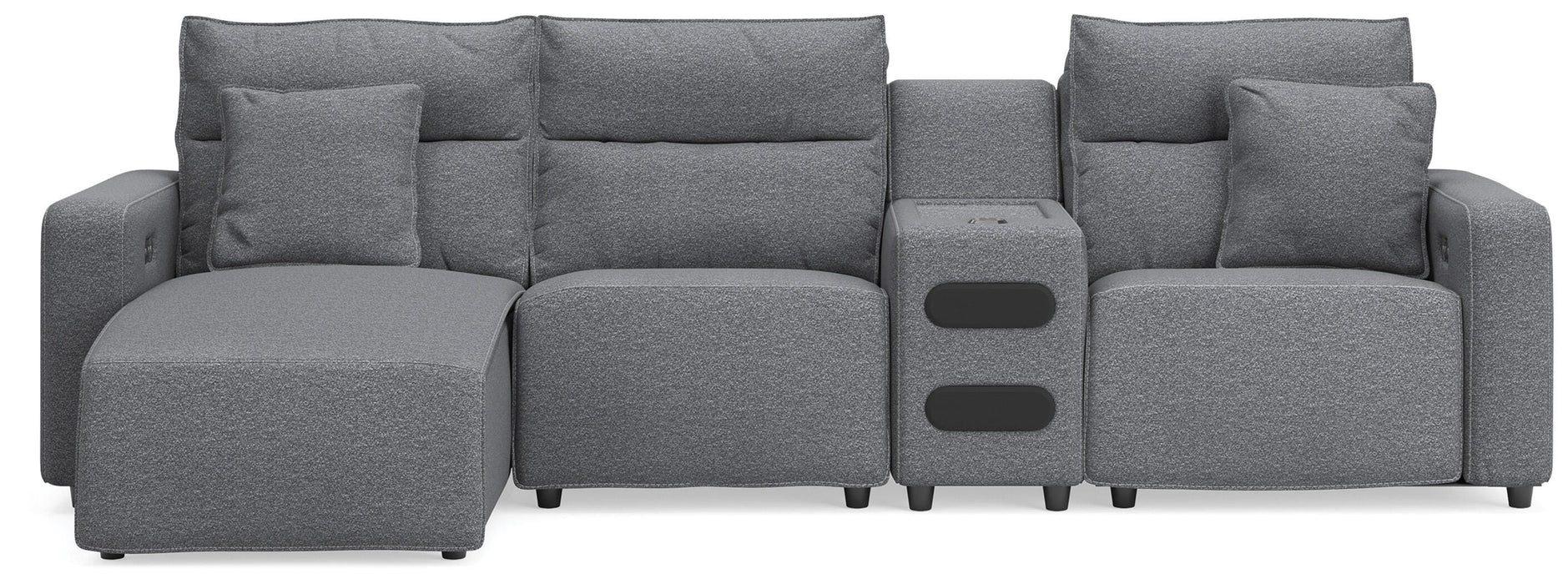 4-Piece Reclining Sectional with Chaise and Audio Console