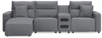 4-Piece Reclining Sectional with Chaise and Audio Console