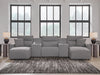 Signature Design Salt and Pepper 5-Piece Power Reclining Sectional with Chaise and Consoles