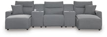 Signature Design Salt and Pepper 5-Piece Power Reclining Sectional with Chaise and Consoles