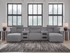 5-Piece Power Reclining Sectional with Chaise and Audio Consoles