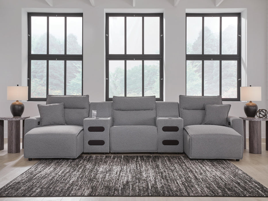 5-Piece Power Reclining Sectional with Chaise and Audio Consoles