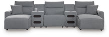 5-Piece Reclining Sectional with Double Chaise and Audio Consoles