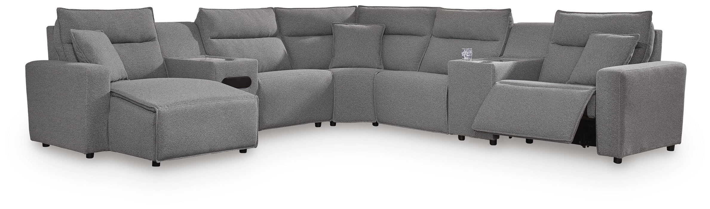 7-Piece Power Reclining Sectional with Chaise and Audio Console
