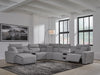 7-Piece Power Reclining Sectional with Chaise and Audio Consoles