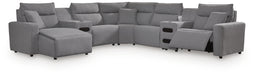 7-Piece Power Reclining Sectional with Chaise and Audio Consoles