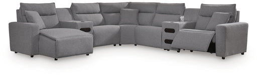 7-Piece Power Reclining Sectional with Chaise and Audio Consoles