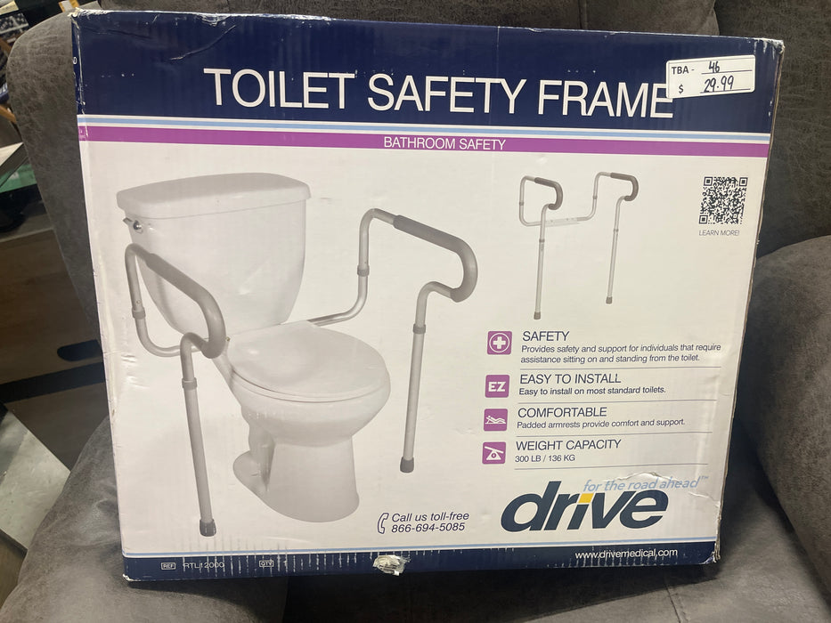 HEALTHLINE Toilet Safety Frame, Bathroom Safety Rail with Toilet Seat Assist Handrail Grab Bar, Medical Supply for Elderly, Adjustable Legs and Arm - open_box