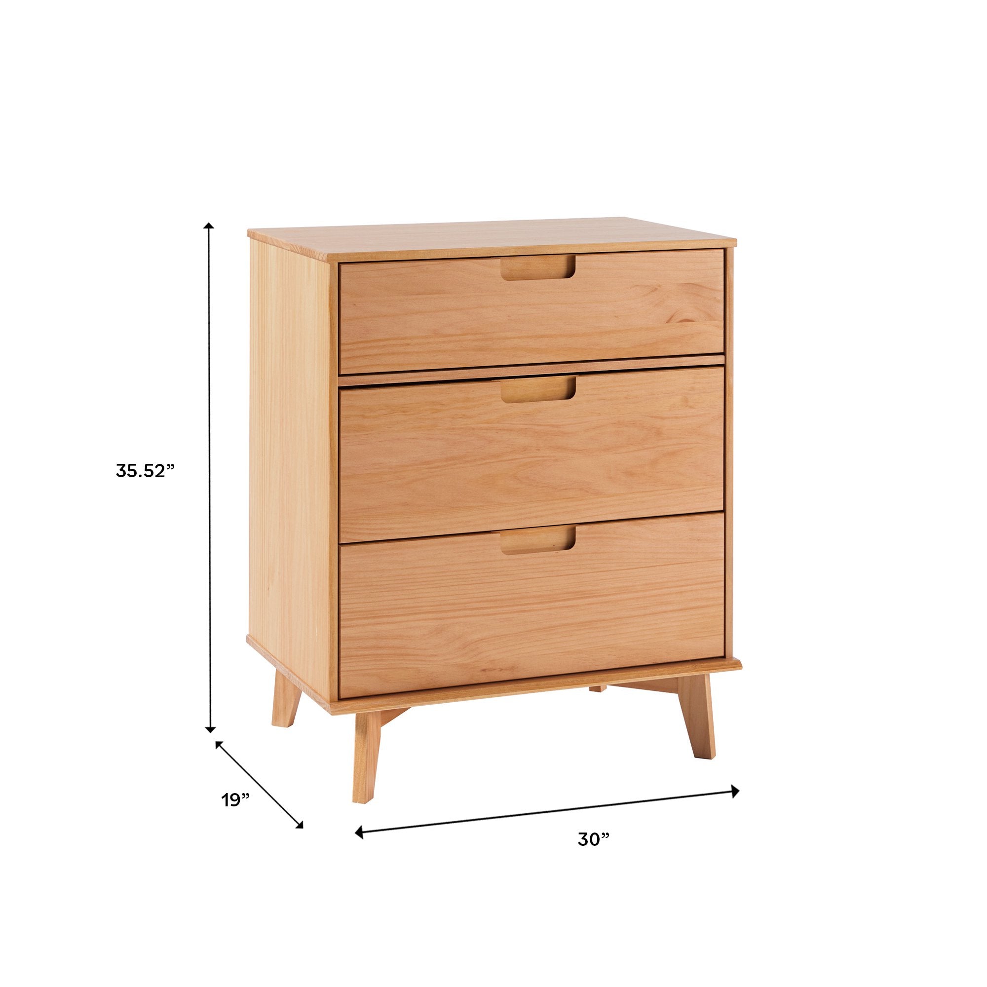 Walker Edison 3-Drawer Groove Handle Solid Wood Dresser - Natural Pine - new