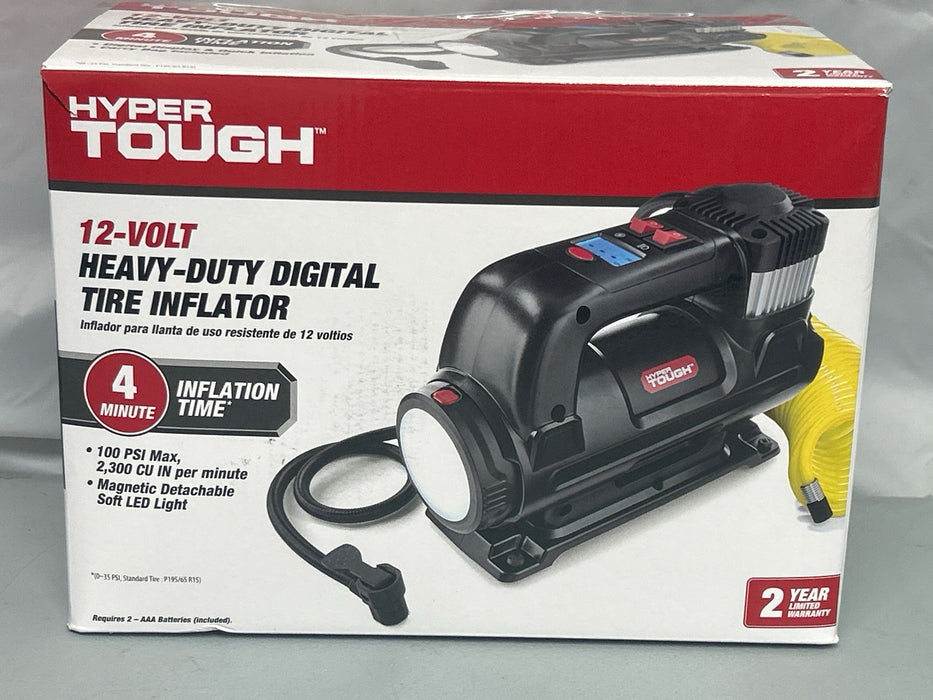 Hyper Tough DC 12V Heavy Duty Direct Drive Digital Tire Inflator with Detachable LED Light - new