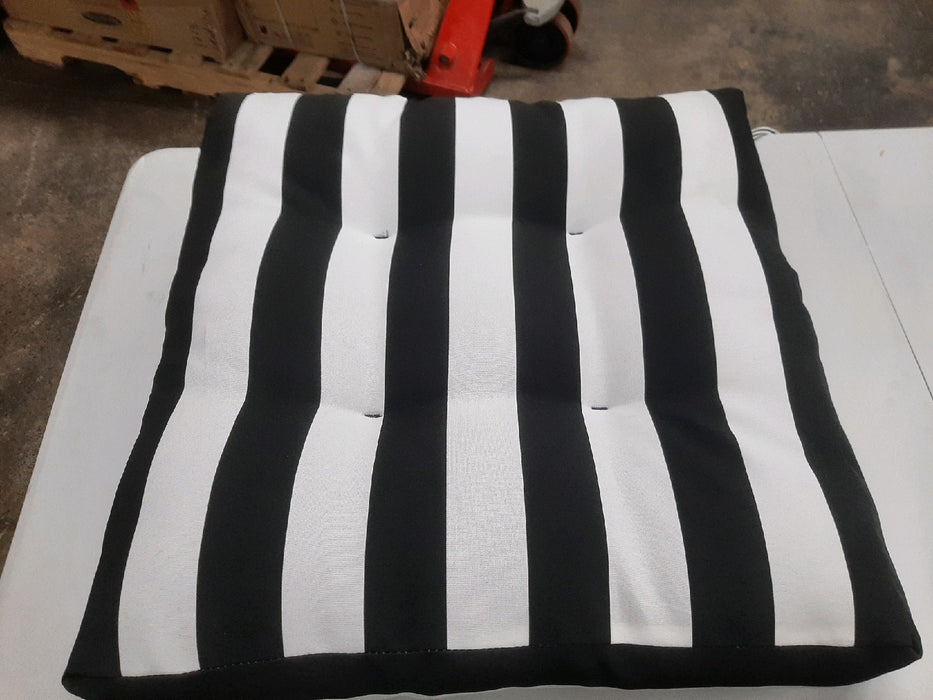 Providence Black Awning Stripe Outdoor Wicker Seat Cushion - open_box