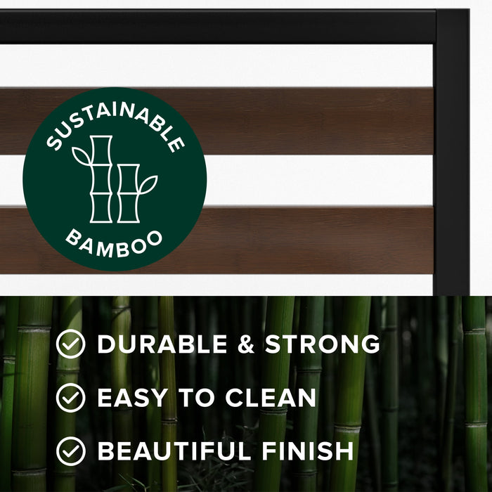 Zinus 35" Shen Bamboo Wood and Metal Platform Bed Frame, Queen - new