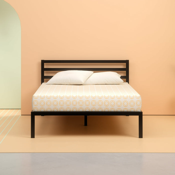 Zinus Mia 38" Metal Platform Bed Frame with Headboard, Queen - new