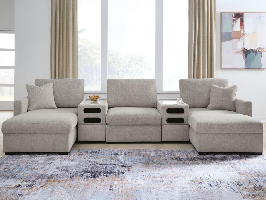 Benchcraft Flint 5-Piece Double Chaise Sectional with Audio Consoles
