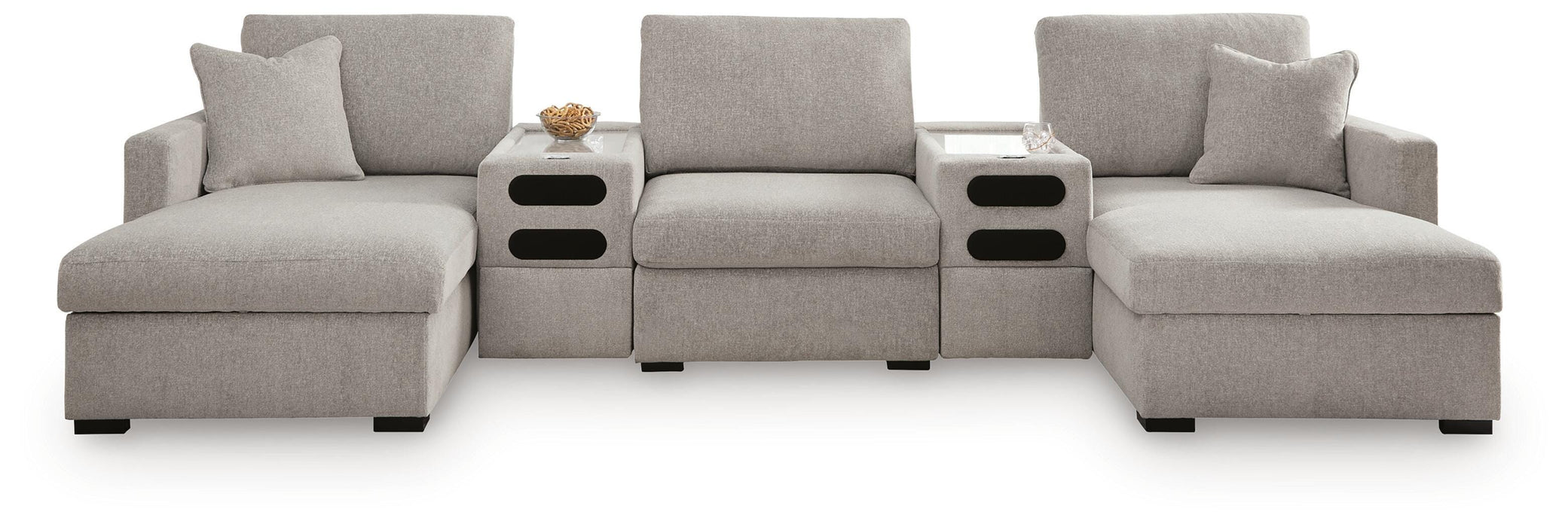 Benchcraft Flint 5-Piece Double Chaise Sectional with Audio Consoles