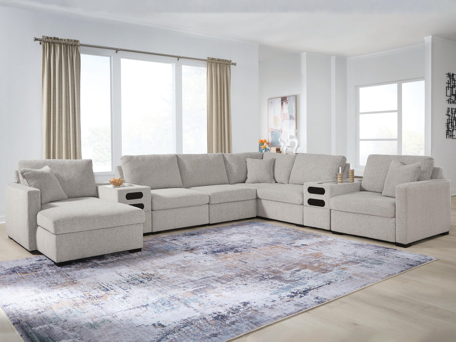 Benchcraft Flint 8-Piece Sectional with Chaise and Audio Consoles