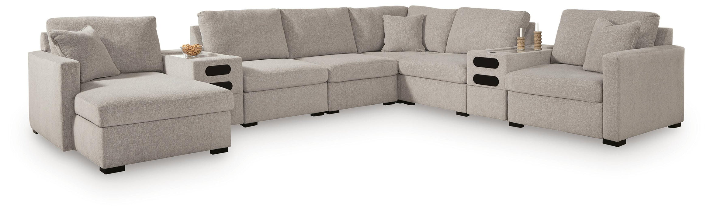 Benchcraft Flint 8-Piece Sectional with Chaise and Audio Consoles