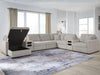 Benchcraft Flint 8-Piece Sectional with Storage Chaise and Audio Consoles