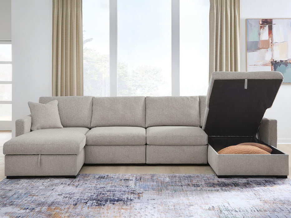 Benchcraft Flint 4-Piece Double Storage Chaise Sectional
