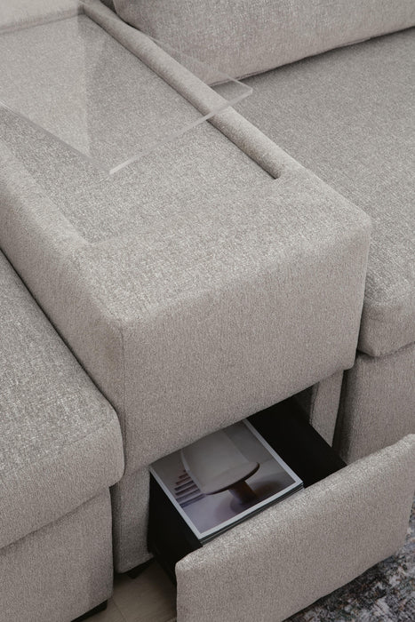 Benchcraft Flint 5-Piece Double Chaise Sectional with Storage Consoles