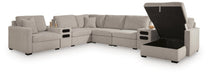Benchcraft Flint 8-Piece Sectional with Storage Chaise and Audio Consoles