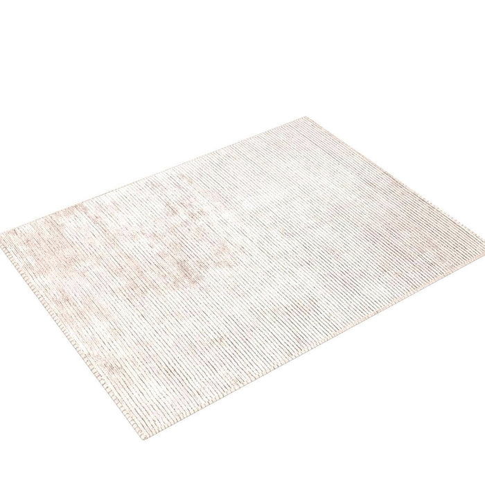 Area Rug 3'3"x5' Beige Contemporary Distressed Stripe Stain Resistant Flat Weave Eco Friendly Premium Recycled Machine Washable - new