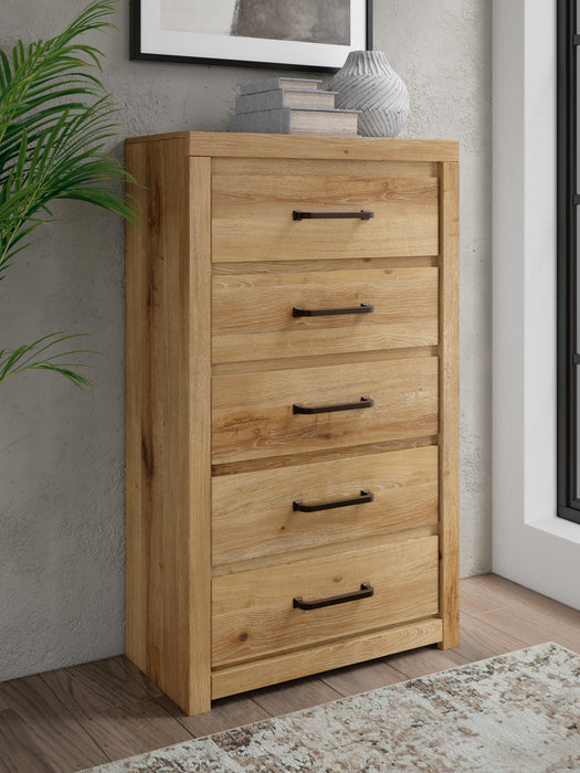 Brozmont Tan Five Drawer Chest