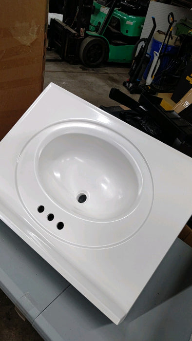 31 in. W x 22 in. D Cultured Marble Vanity Top in Solid White with Solid White Basin 74 - new
