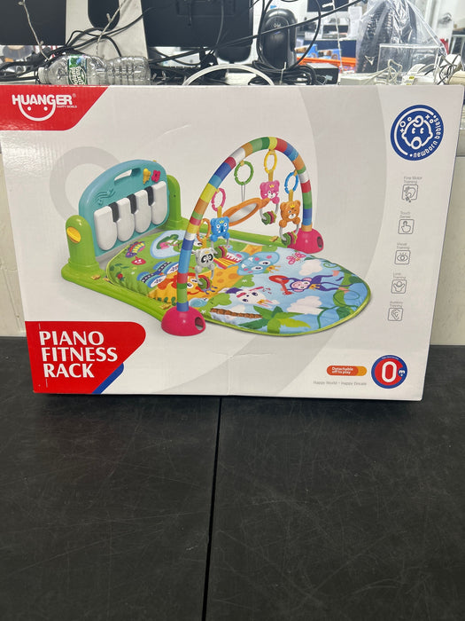 AOKESI Musical Baby Gyms Play Mats, Funny Play Piano Tummy Time Baby Activity Gym Mat with 5 Infant Learning Sensory Baby Toys, Music and Lights, Baby Play Mat for Infant 0 to 12 Months+, Green - new