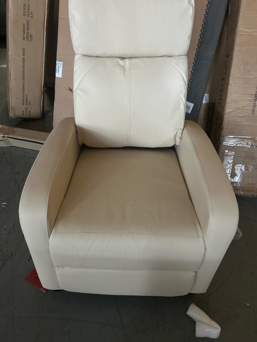 Yaheetech Adjustable PU Leather Recliner Chair with Pocket Spring, Beige - new