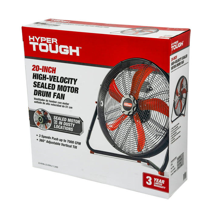 Hyper Tough New 20 inch High Velocity Sealed Motor Drum Fan with Wall Mount - use_like_new