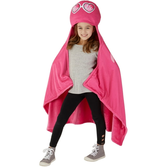 Barbie Kids Hooded Throw, Wearable Plush, Pink - new
